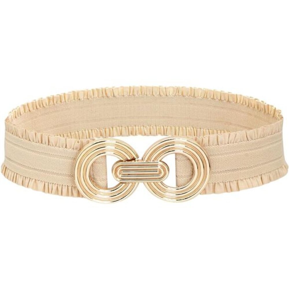 Women’s Boho Elastic Belt w/ Gold Round Buckle